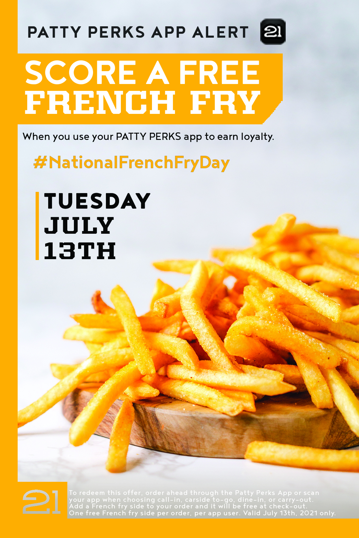A Free Fry for National French Fry Day? Burger 21 Burgers Reinvented
