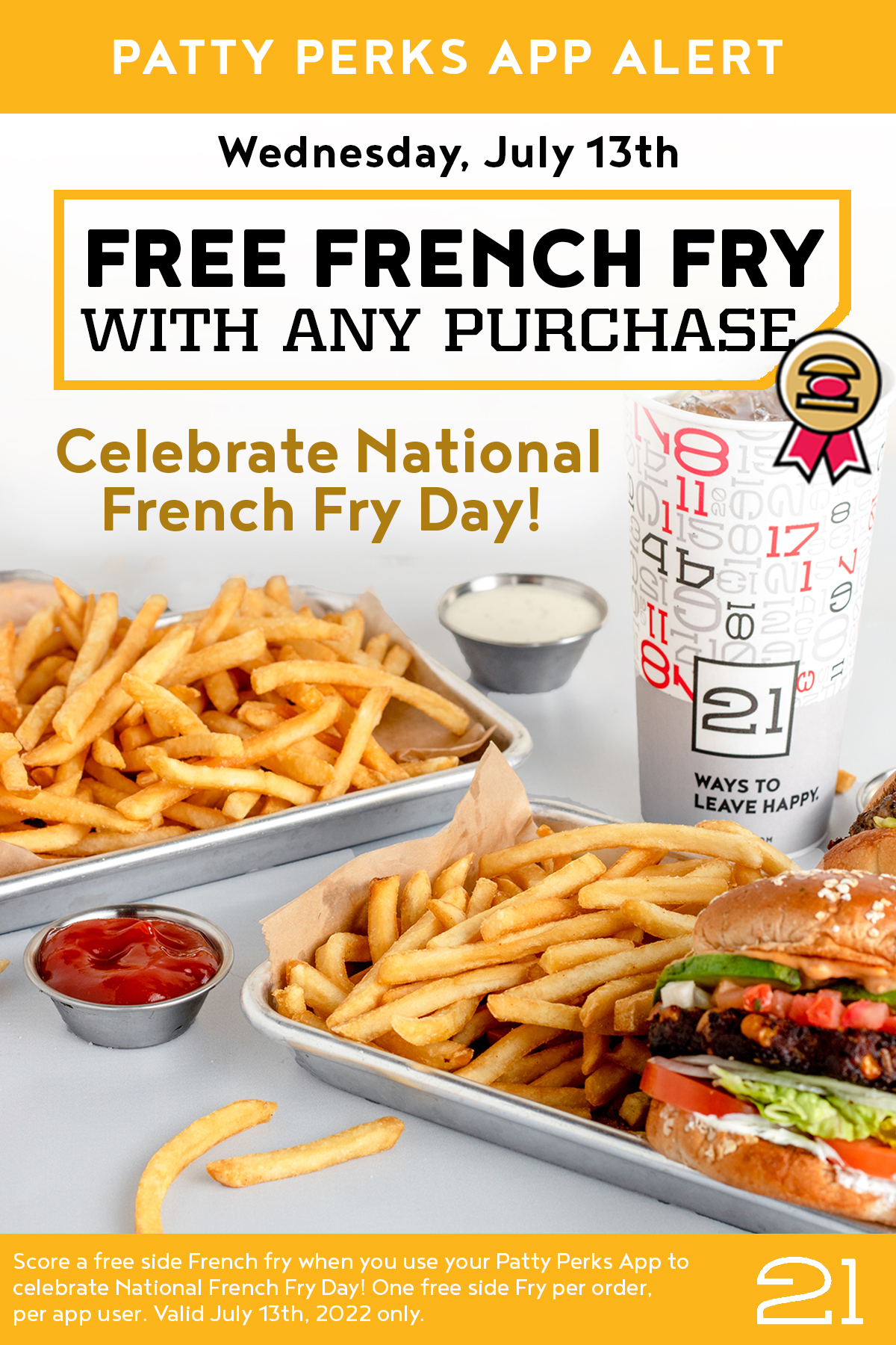 National French Fry Day. Free side fry