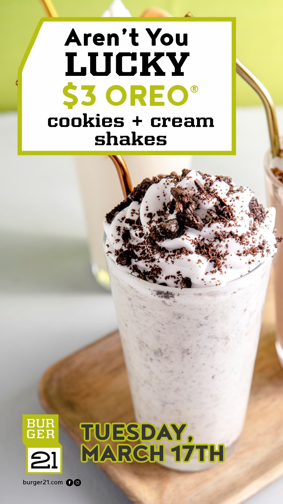 $3 Cookies & Cream shakes